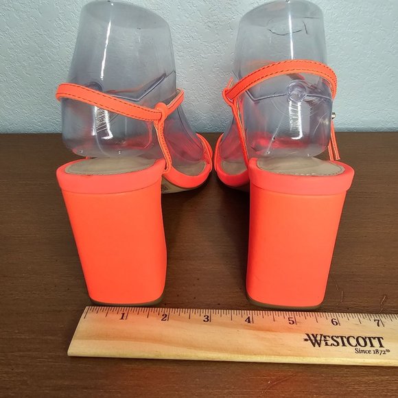 Neon Orange Ankle Strap heels size 7.5 - Picture 5 of 12